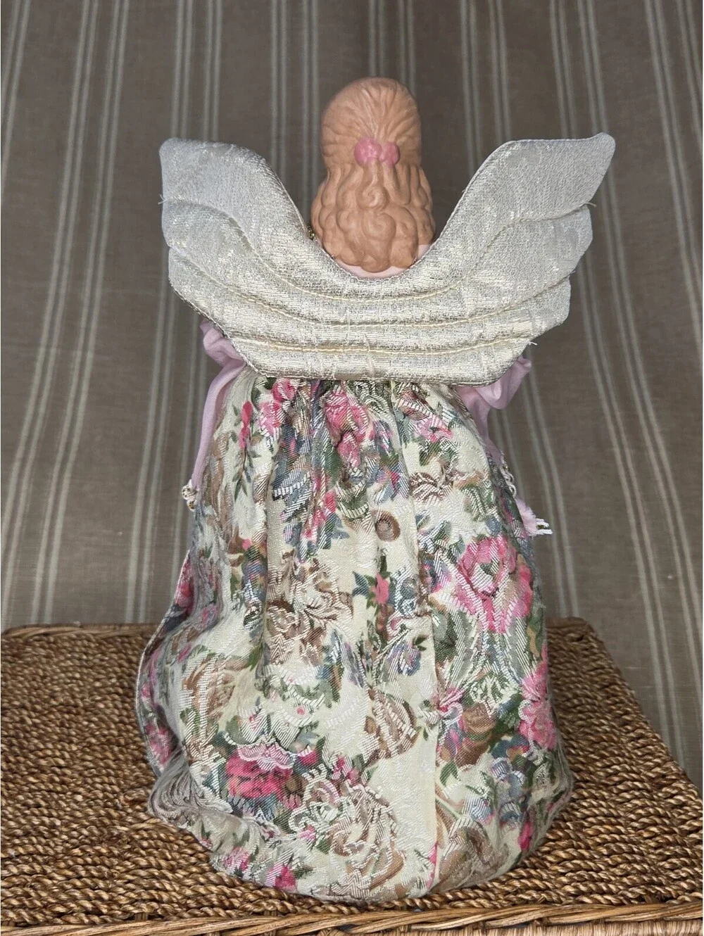 Vintage Angel Christmas Tree Topper Ceramic Head & Hands 11.5 Inch